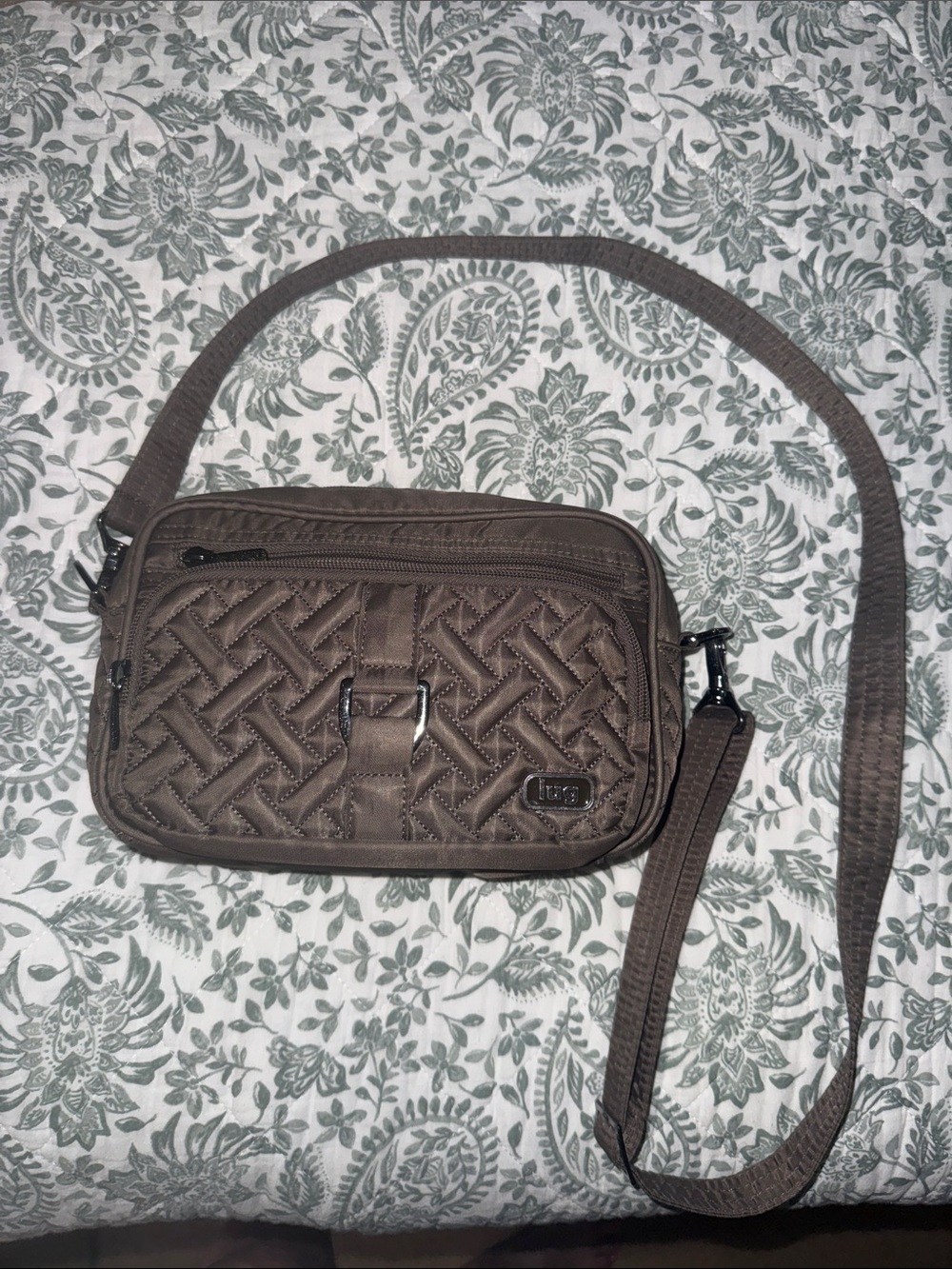 Quilted Taupe Crossbody Organizer by Lug